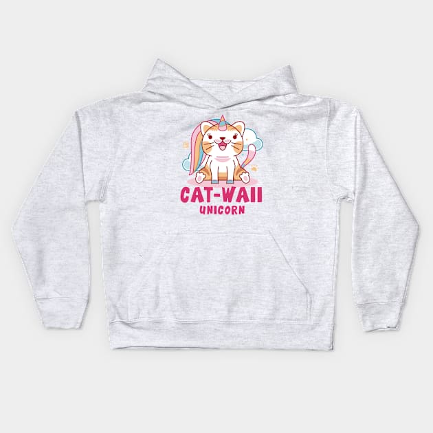 Aesthetic Unicorn Cat Kawaii Kids Hoodie by Lagelantee